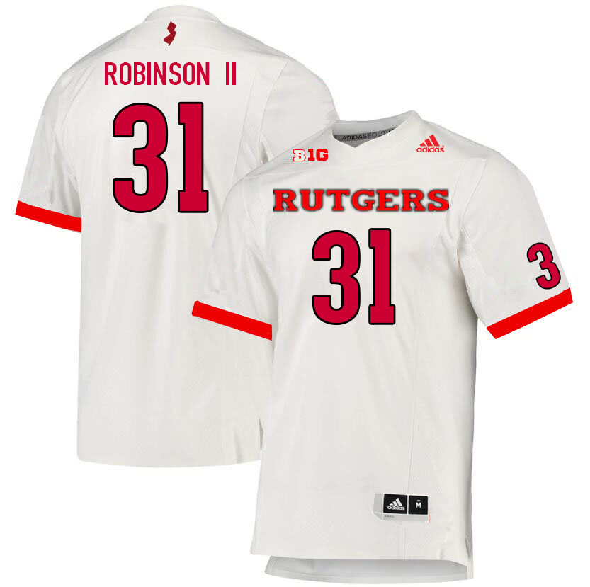 Men #31 Michael Robinson II Rutgers Scarlet Knights College Football Jerseys Sale-White - Click Image to Close
